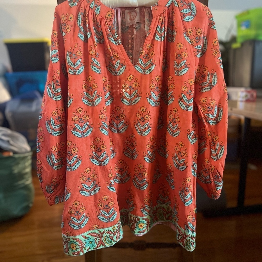 VICTORIA DUNN NWT BEAUTIFUL SUMMER BLOUSE SIZE L NWT - Picture 3 of 14